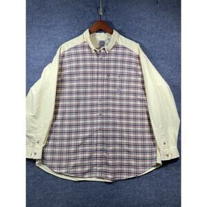 VTG Panhandle Slim Rough Stock Button Down Shirt Men's XXL Yellow/Green Plaid LS